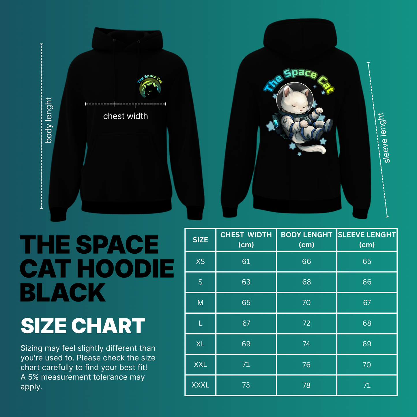 The Space Cat Hoodie - Black